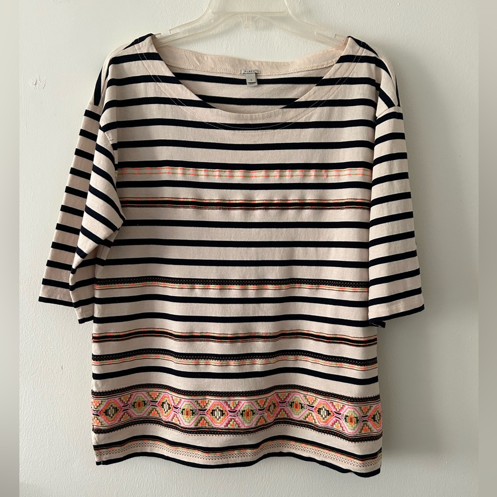 J. Crew Black and White Boxy Relaxed T-Shirt
